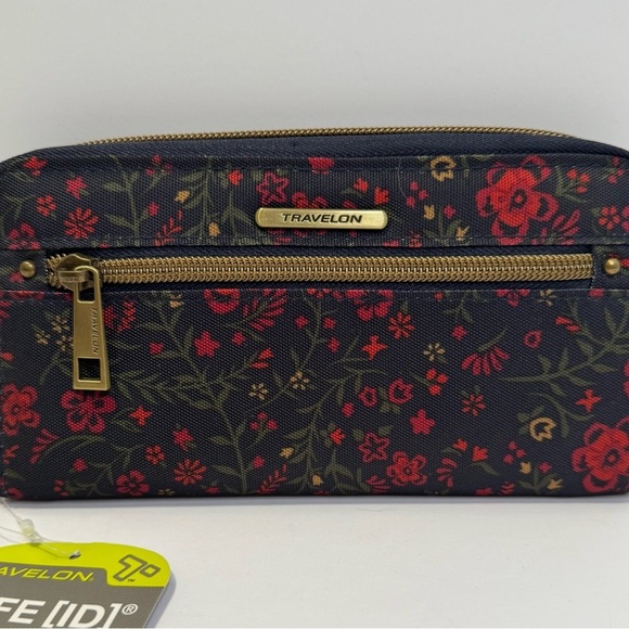 Travelon Ladies Zip Security Card Holder NWT navy floral - Picture 6 of 11
